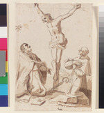 Kreuzigung Christi flankiert vom hl. Nikolaus und einem weiteren Heiligen