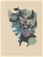 Abstrakte Komposition in Schwarz, Blau und Violett
