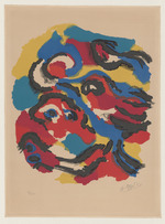 Abstrakte Komposition in Rot, Blau, Gelb und Schwarz