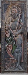 Holzskulptur: Relief, Graf Siegfried von Orlamünde