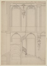 Wilhelmsthal, Schloß, Entwurf zum Treppenhaus des Corps des Logis, Schnitt