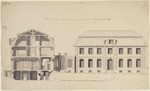 Wilhelmsthal, Schloß, Entwurf zum Corps de Logis und zu einem Seitenflügel, Aufriß und Schnitt