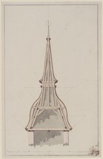 Entwurf (?) für die Dachkonstruktion eines Turmhelms, Querschnitt