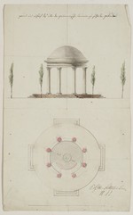 Hofgeismar-Gesundbrunnen, Entwurf zum Brunnentempel, Grund- und Aufriß