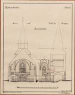 Haueda, ev. Pfarrkirche, Entwurf, Querschnitt