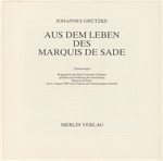 Titelblatt der Folge "Aus dem Leben des Marquis de Sade"