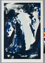 Abstrakte Komposition in Blau und Weiß