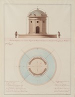 Beberbeck, Gestüt, Entwurf zum Brunnen mit tempelartiger Pumpanlage, erstes Projekt, Grund- und Aufriß