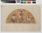 Kassel, Gemäldegalerie (Neue Galerie), Entwurf der Lünette für Rubens mit Prometheus, Satyr und Figur der Stärke, auf einem Löwen ruhend