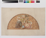 Kassel, Gemäldegalerie (Neue Galerie), Entwurf der Lünette für Dürer mit Monogram, Personifikationen von Malerei und Stecherei und Putto
