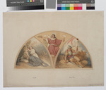 Kassel, Gemäldegalerie (Neue Galerie), Entwurf der Lünette für die spanische Malerei mit Büßerin, Krieger mit Kreuzesfahen und Gestalt des Fanatismus