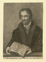 Philipp Melanchthon, Halbfigur, Porträt im Halbprofil nach links, Radierung nach Lucas Cranach (Stoll 91)