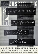 Plakat Kasseler Kunstverein: 3 grosse Zeichner, Josef Hegenbarth u. a.