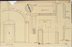 Berlin, Institutsgebäude für die Sammlungen von Franz M. Feldhaus, Empfangszimmer, Entwurf für die Tür, Aufriß und Schnitt, Detail