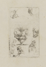 Vase und sieben Kopf- und Figurenstudien