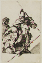 Zwei Soldaten und Mann mit Turban
