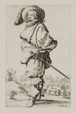 Edelmann mit pelzbesetztem Mantel und Schwert