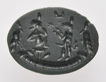 Barke mit Horus-Harpokrates und Kynokephalos
