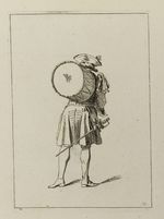 Soldat, eine Trommel auf dem Rücken tragend