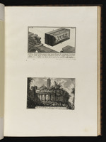 Seite mit zwei Darstellungen: Ein Tuffsteinblock und die Ruine des Amphitheaters Castrense