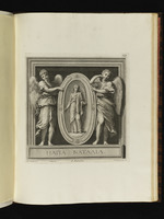Die Hl. Natalia in einem Medaillon, gehalten von zwei Engeln