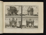 Vier römische Triumphbögen: Triumphbogen von Catulus und Marius, Bogen des Domitian, Drususbogen und Septimius-Severus-Bogen