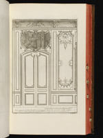 Tür mit Supraportengemälde und ornamentierter Wandtäfelung