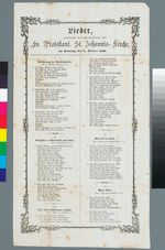 Liederblatt zur Einweihung der St. Johannis-Kirche in Cincinnati, August Kröll