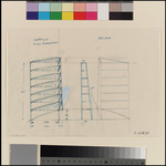 EIS, Zeichnung zur documenta-Arbeit 1987, Aufriß der Regale