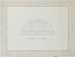 Kassel-Wilhelmshöhe, Schloß, Weißensteinflügel, Beletage, Thronsaal (Raum 102), Entwurf für die bogenförmige Trennwand, Aufriß und Schnitt
