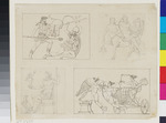 Vier Szenen für Hirts Mythologisches Bilderbuch, Vignette 24, S. 83 (Herakles), Vignette 9, S. 21, Vignette 8, S. 18, Vignette 25, S. 92