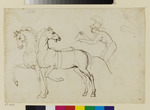 Achill auf Streitwagen mit zwei Pferden und Handstudien mit den Zügeln