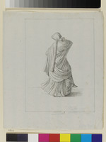Weibliche Gestalt in antikischer Kleidung im Tanzschritt (Tanagrafigur)