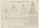 Langenscheid, ev. Kirche, Bauaufnahme des Chordachreiters, Ansicht, Grundrisse, Aufriß und Schnitt