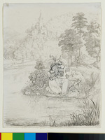 Illustration zu Fouqués "Zauberring": Otto von Trautwangen und Bertha von Lichtenried am Donaustrand