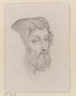 Kopf des Apostels Matthäus aus Raffaels Marienkrönung. Verso: Skizze zur umseitigen Abbildung