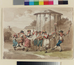 Tanzende Gesellschaft vor dem Vesta-Tempel in Rom