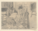 Drei Frauen auf Teppich kniend
