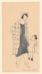 Frau im Mantel mit Kind
