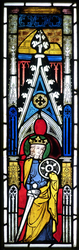 Fragment eines gotischen Glasfensters aus der Pfarrkiche in Winnen: Heilige Katharina