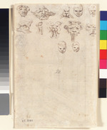 Kopie nach dem Titelblatt einer Serie von 24 Kartuschen und Wanddekorationen; rückseitig Maskenentwürfe