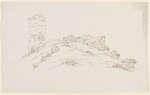 Oberurff, Burgruine Löwenstein, Skizze, perspektivische Ansicht von Süden