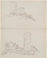 Jesberg, Skizzen der Burgruine, Aufriß von Süden und von Westen
