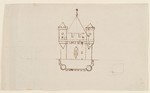 Kassel-Wilhelmshöhe, Löwenburg, Entwurfsskizze zum Aufbau des südlichen Torturms, Aufriß