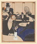 Karikaturentwurf: "Szene im Café"