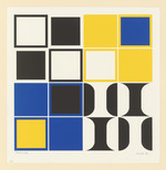 sechzehn Quadrate über blau und gelb
