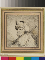 Bruststück eines bärtigen Mannes mit Mütze im Viertelprofil