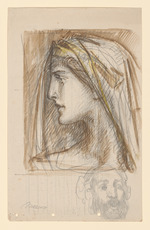 Frauenkopf im Profil mit Diadem u. Schleier (Skizze)