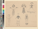 Entwurfszeichnung für 6 Puppen