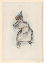 Sitzende Frau mit Hut, rückseitig: Tanzendes Paar